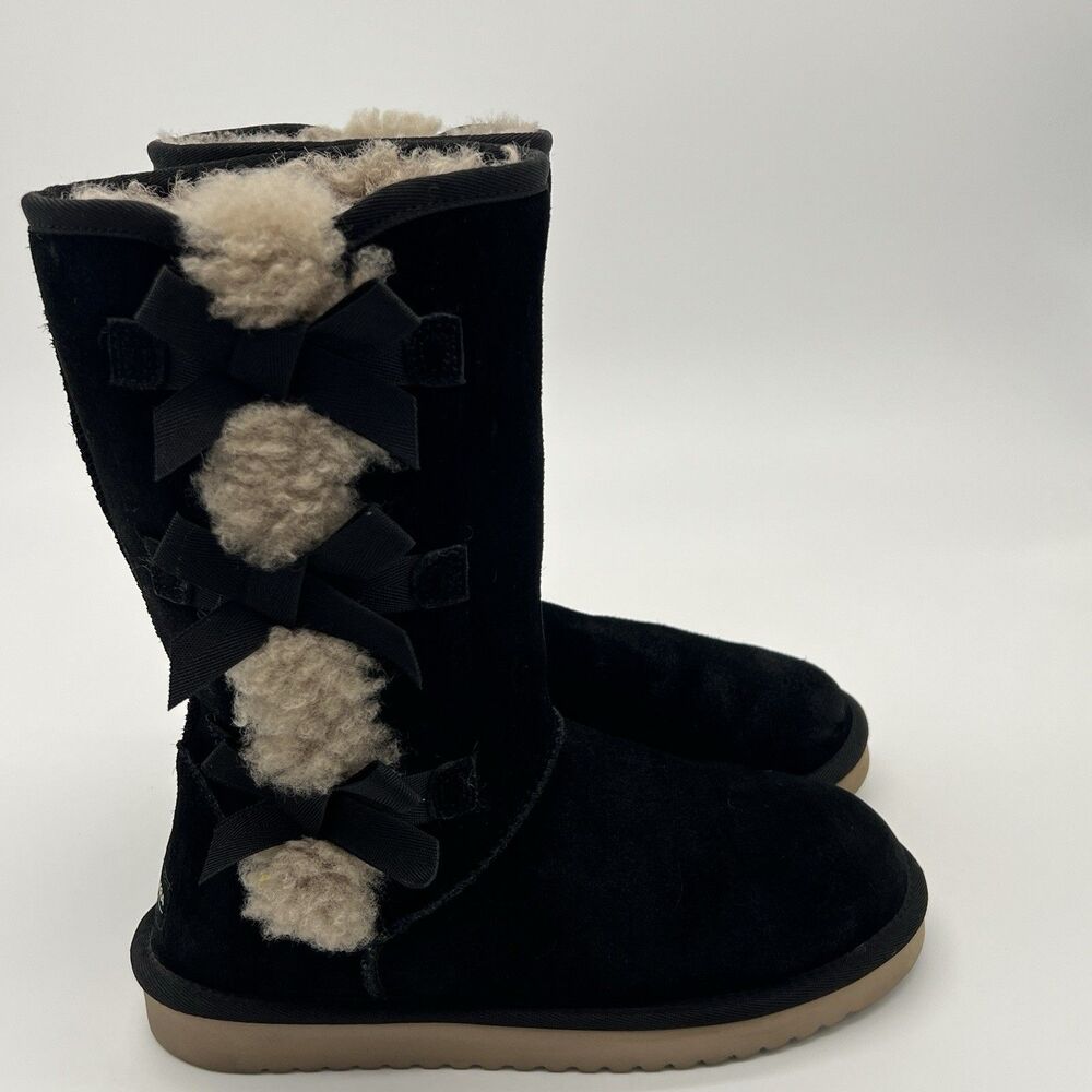 Koolaburra By UGG 1015875 Snow Boot Black Suede Round Toe Womens Size 7 EU 38